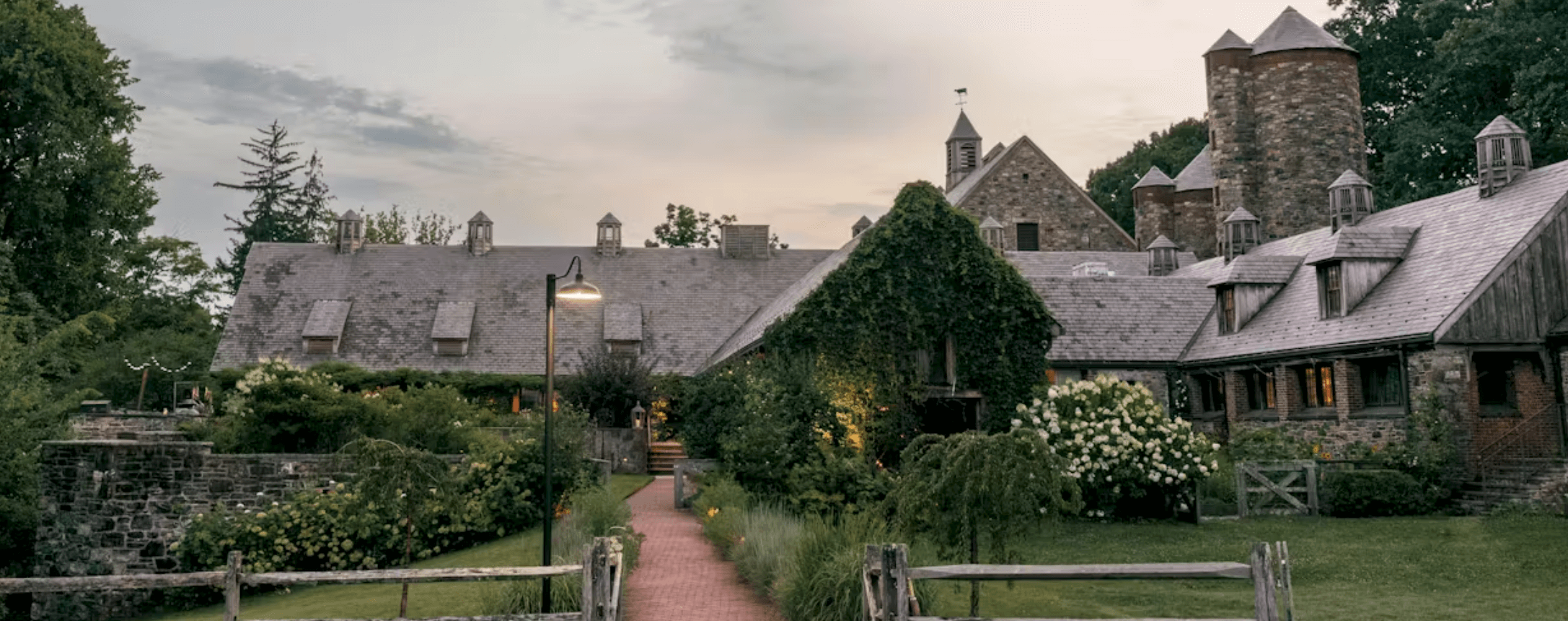 Picturesque entrance to Blue Hill at Stone Barns wedding venue. 